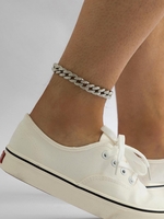 Rhinestones Decor Chunky Chain Anklet