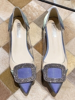 Rhinestones Decor Shiny Pointed Toe Flats