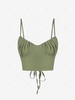 Ruched Lace-up Bustier Cami Top S Green