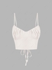 Ruched Lace-up Bustier Cami Top S White