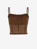 Ruched Mesh Panel Cropped Cami Top S Coffee