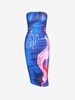 Ruched Midi Bandeau Dress L Blue