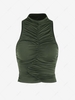 Ruched Mock Neck Tank Top M Deep green