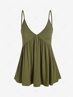 Ruched Open Back Solid Cami Top M Light green