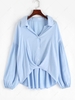 Ruched Oversized Button Down Shirt S Light blue