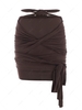 Ruched Raw Hem Twist Slinky Midriff Flossing Skirt M Deep coffee