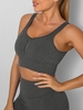 Ruched Ribbed Seamless Sports Bra M Dark gray