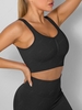 Ruched Ribbed Seamless Sports Bra S Black