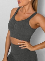 Ruched Ribbed Seamless Sports Bra S Dark gray