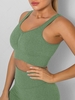Ruched Ribbed Seamless Sports Bra S Green