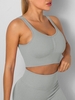 Ruched Ribbed Seamless Sports Bra S Light gray
