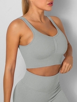 Ruched Ribbed Seamless Sports Bra S Light gray