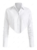Ruched Sleeve Corset-style Solid Shirt L White