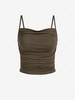 Ruched Solid Cami Top M Deep coffee