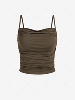 Ruched Solid Cami Top S Deep coffee