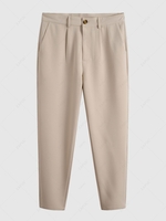 Ruched Solid Color Tapered Work Pants S Light coffee