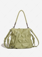 Ruched Solid Shoulder Tote Bag