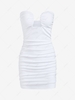 Ruched Solid Slinky Tube Dress M White