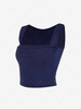 Ruched Square Neck Crop Tank Top M Deep blue