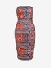 Ruched Swirl Print Slinky Tube Dress S
