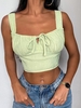 Ruched Tie Zip Back Crop Tank Top Xl Light green