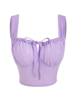 Ruched Tie Zip Back Crop Tank Top Xl Light purple