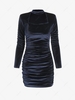Ruched Velvet Choker Bodycon Dress S Deep blue