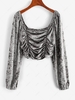 Ruched Velvet Crop T Shirt M Light gray