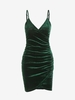 Ruched Velvet Tulip Cami Slinky Dress S Deep green
