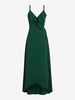 Ruffle Backless Maxi Wrap Dress M Deep green