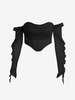 Ruffle Bandeau Corset Top M Black