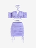 Ruffle Cinched Halter Mini Bodycon Skirt Set M Light purple