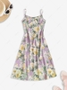 Ruffle Flower Print Chiffon Cami Dress L Light purple