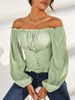 Ruffle Off Shoulder Corset Top S Light green
