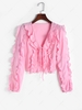 Ruffle Tie Front Crop Blouse L Light pink