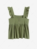 Ruffled Button Back Square Tank Top L Green