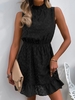 Ruffled Collar Ruffle Hem Mini Dress Xl Black