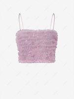 Ruffled Mesh Cropped Cami Top S Light purple