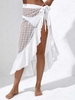 Ruffles Beach Tie Side Checked Mesh Sarong White