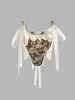 Ruffles Eyelet Trim Lace Up Corset-style Tank Top M