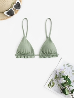 Ruffles Metallic Bikini Top L Light green
