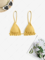 Ruffles Metallic Bikini Top M Yellow