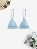 Ruffles Metallic Bikini Top S Light blue