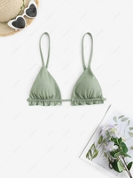 Ruffles Metallic Bikini Top S Light green