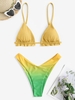 Ruffles Metallic Ombre High Leg Bikini Swimwear Yellow