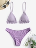 Ruffles Metallic Ribbed Bikini Swimwear Light purple