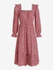 Ruffles Tiny Floral Long Sleeve Midi Dress L Red