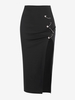 Safety Pin High Split Midi Skirt S Black
