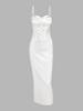 Satin Back Slit Twist Corset Dress M White