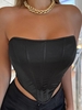 Satin Bandeau Corset Top S Black